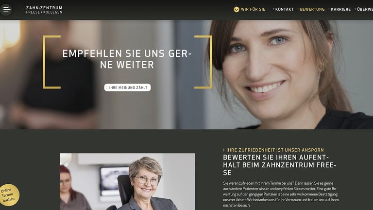 Website: Empfehlungen, ZahnZentrum Freese + Kollegen by M:Brands Empfehlungsseite ZahnZentrum Freese + Kollegen