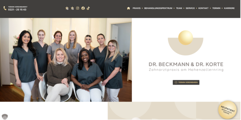 Startseite der Praxis von Dr. Beckmann und Dr. Korte