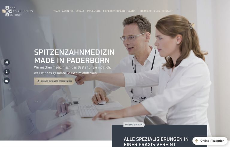Zahnmedizinisches Zentrum ZMZ Paderborn Website