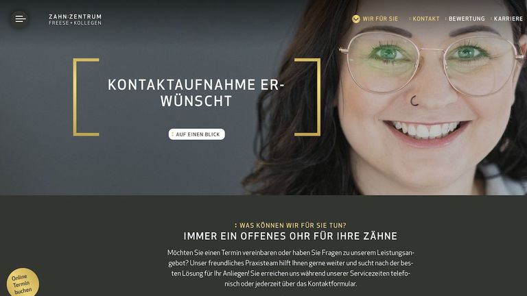 Website: Kontakt, ZahnZentrum Freese + Kollegen by M:Brands Kontakt-Seite ZahnZentrum Freese + Kollegen